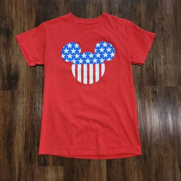 Disney Mickey Mouse American Flag Red/White/Blue Women T-Shirt S Missy July 4th - Picture 1 of 5